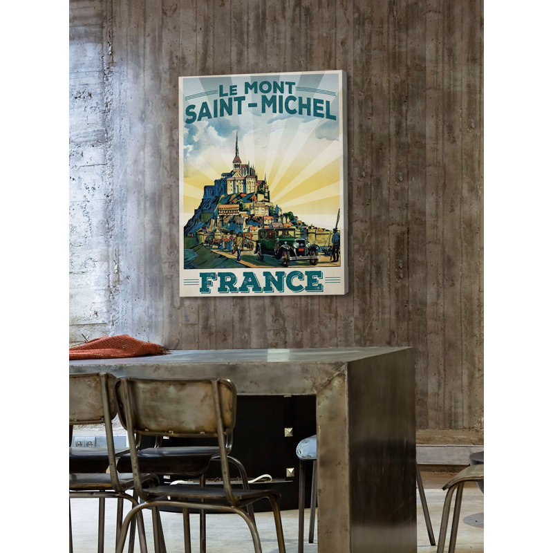 Le Mont Saint Michel, affiche vintage - Reproduction de publicité sur toile tendue, H 31 po x l 24 po x P 1,5 po