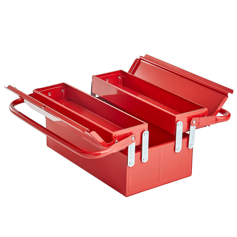 Boîte à outils 14 "à 2 niveaux en porte-à-faux en acier rouge avec 3 plateaux