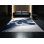 Tapis géométrique moderne gris clair et gris bleu marine délavé à la machine Swanton