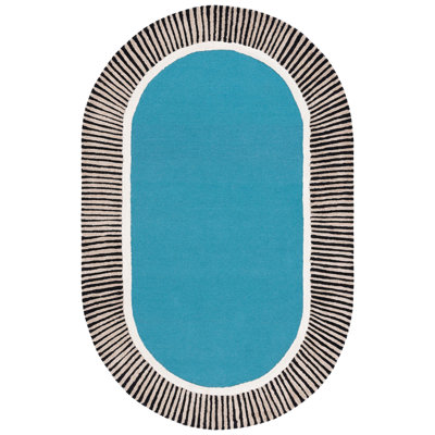 Fifth Avenue Hand Tufted Wool/Viscose/Cotton Rug in Blue/Black