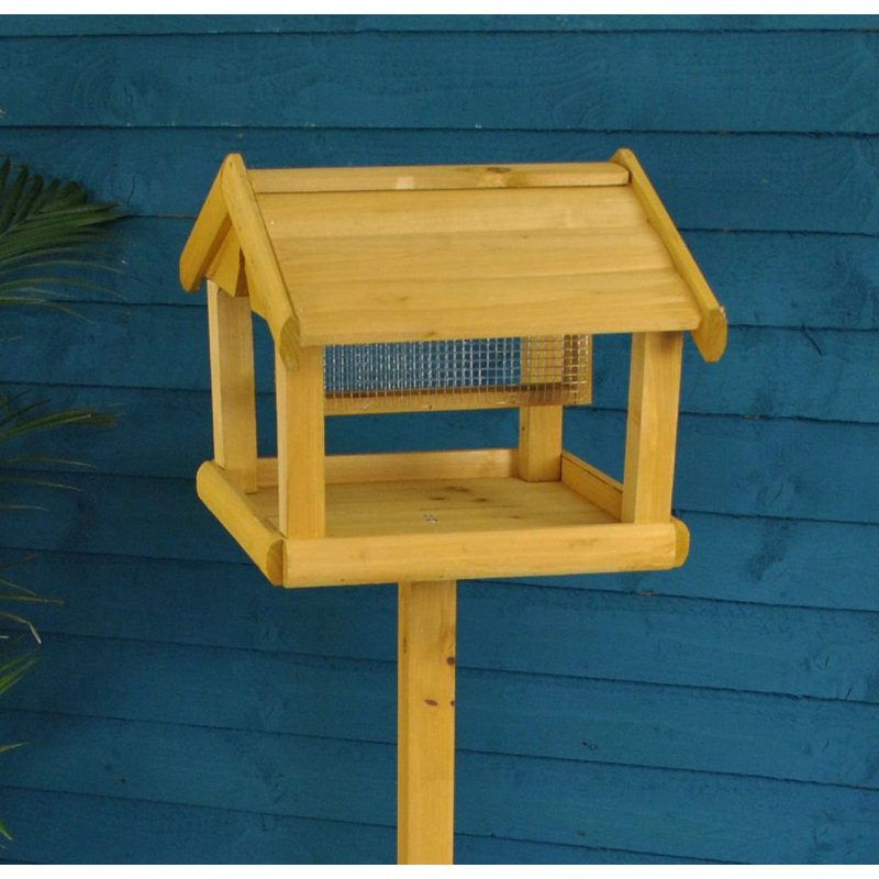 Hamburg Wood Freestanding Hopper Bird Feeder