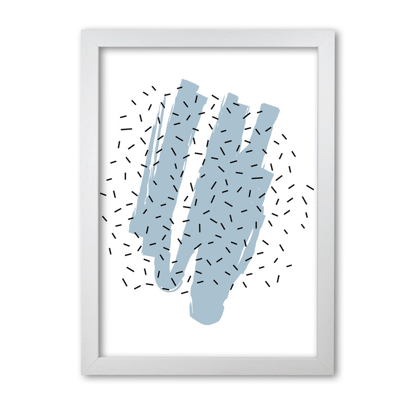 Blue Paint With Black Polka Abstract - Print, White Grain Frame, 42 cm H x 30 cm W x 5 cm D