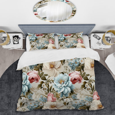 Antique Pastels Boho Accents II Floral Duvet Cover