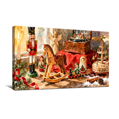 Scène de jouets et décorations de Noël