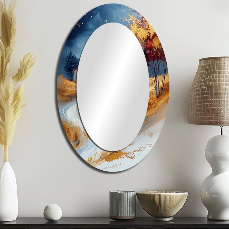 Gold Anatolian Landscape In Turkey II - Gold Traditional Oval Wall Mirror, 36" x 24"