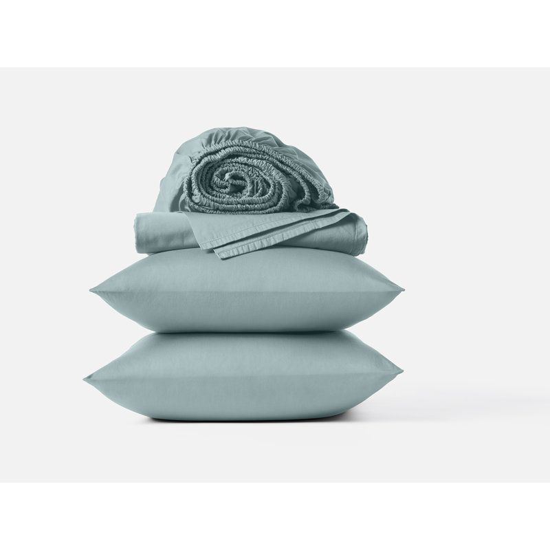 Cloud Soft Sateen 100% Cotton Sateen Sheet Set, Full Sheet Set with 2 Pillowcases, Pacific Blue