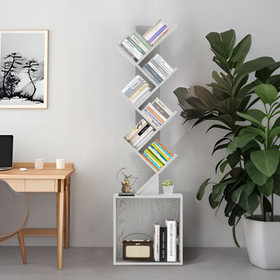 Bibliothèque à 6 tablettes avec rangement géométrique