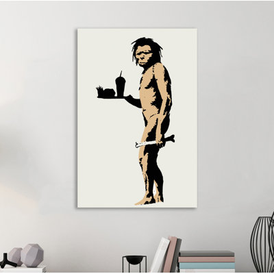 «Caveman with Fast Food», impression sur toile tendue