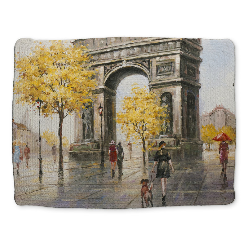 Arc de Triomphe Modern Gray Braided Polyester Placemat Decor