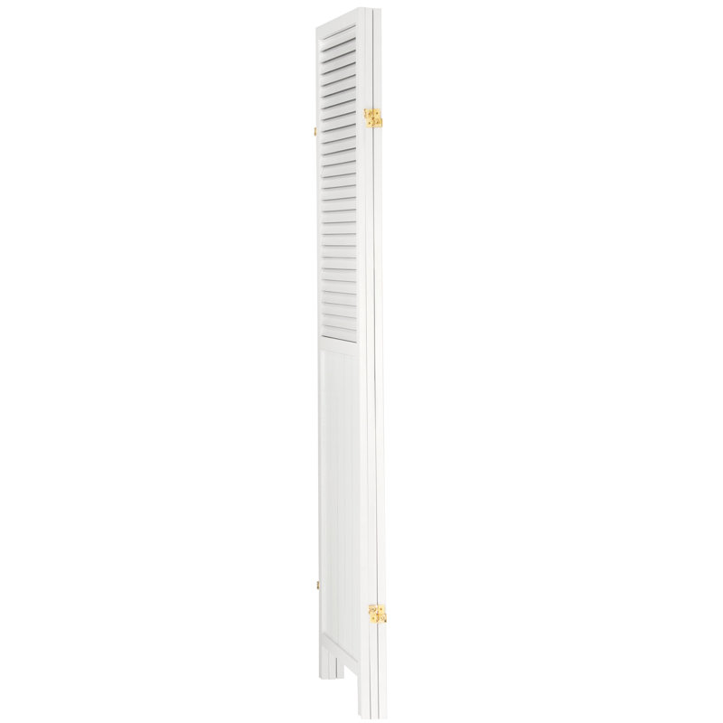 6 Ft. Tall Louvered Beadboard Room Divider White 6 Panel, 3, White