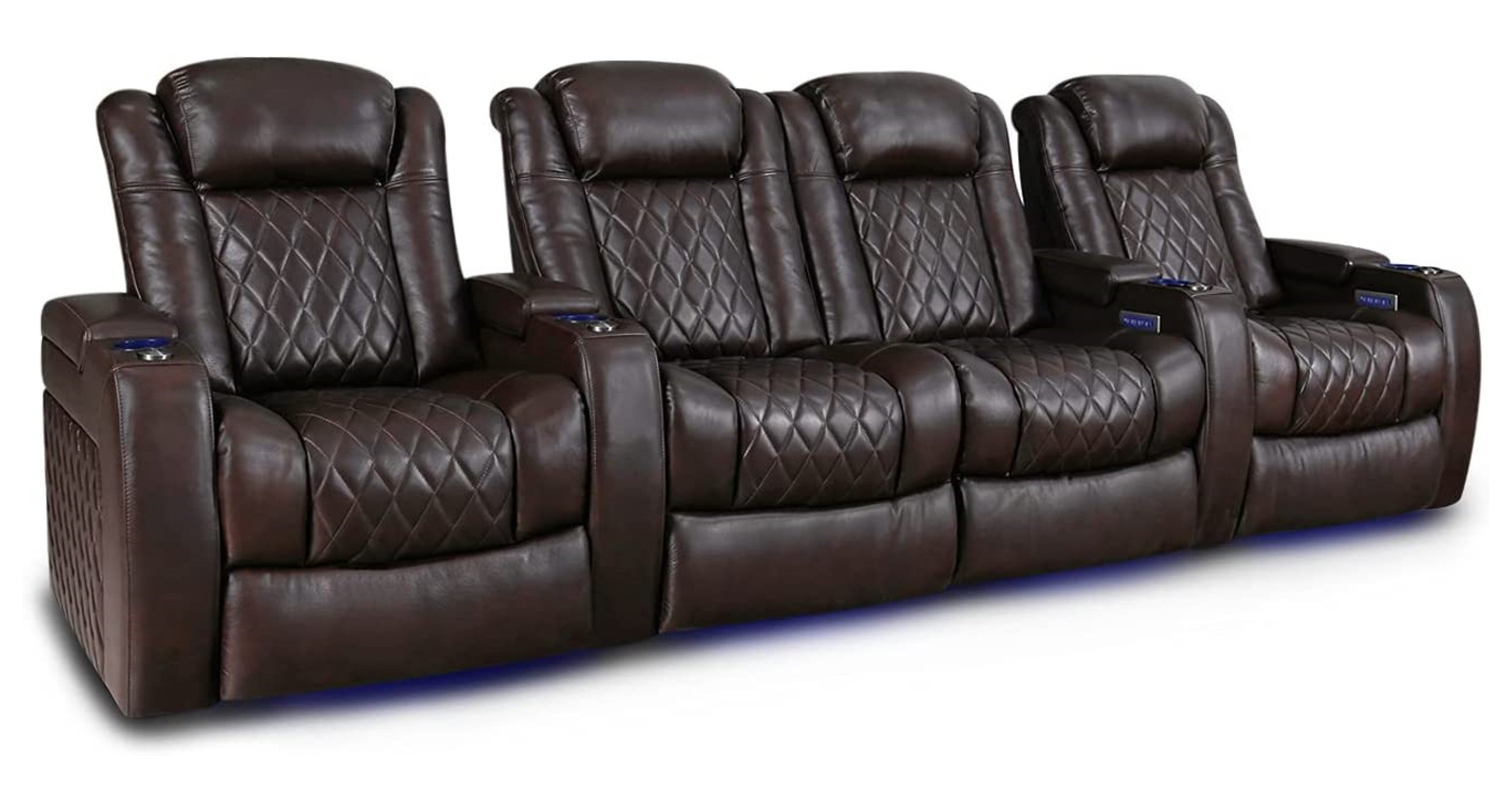 Valencia Theater Seating Tuscany 129'' Wide Genuine Leather Power ...