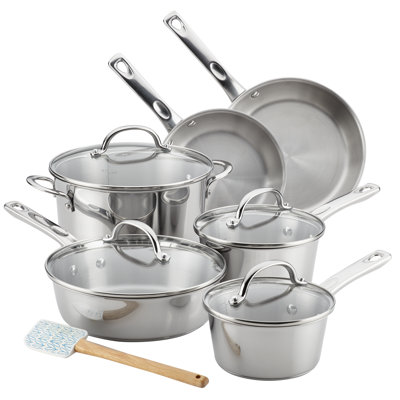 Ayesha Curry Home Collection Stainless Steel Cookware Induction Pots and Pans Set, 11 Piece