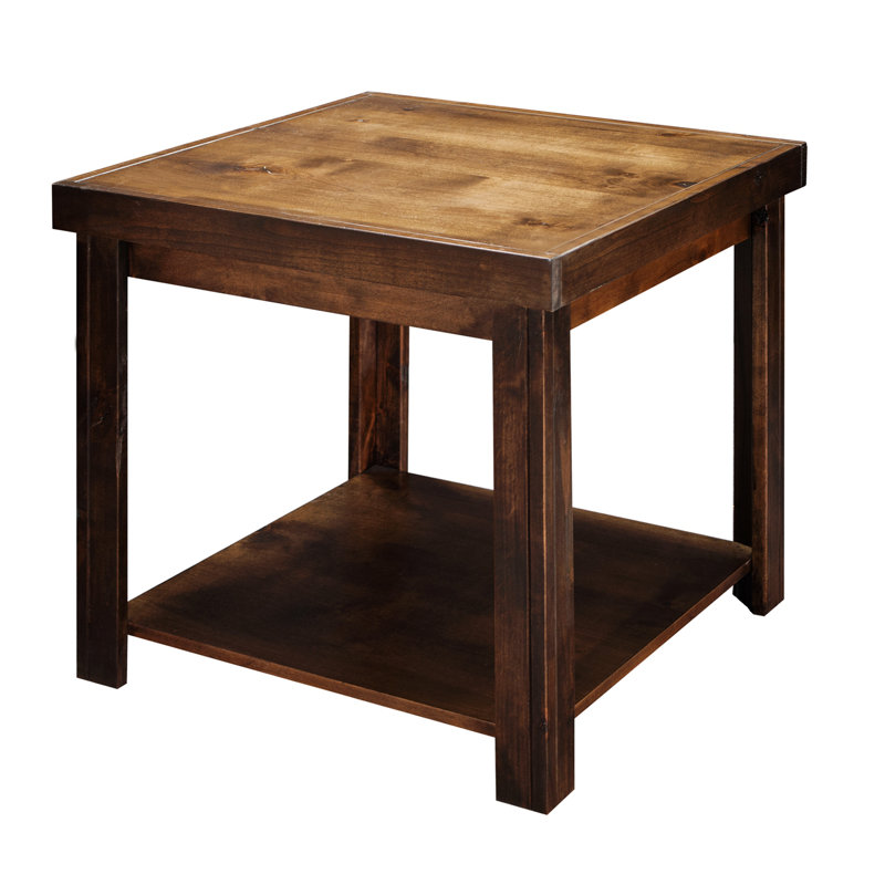 Table de bout à quatre pieds avec rangement Hifza, Brun, Brun