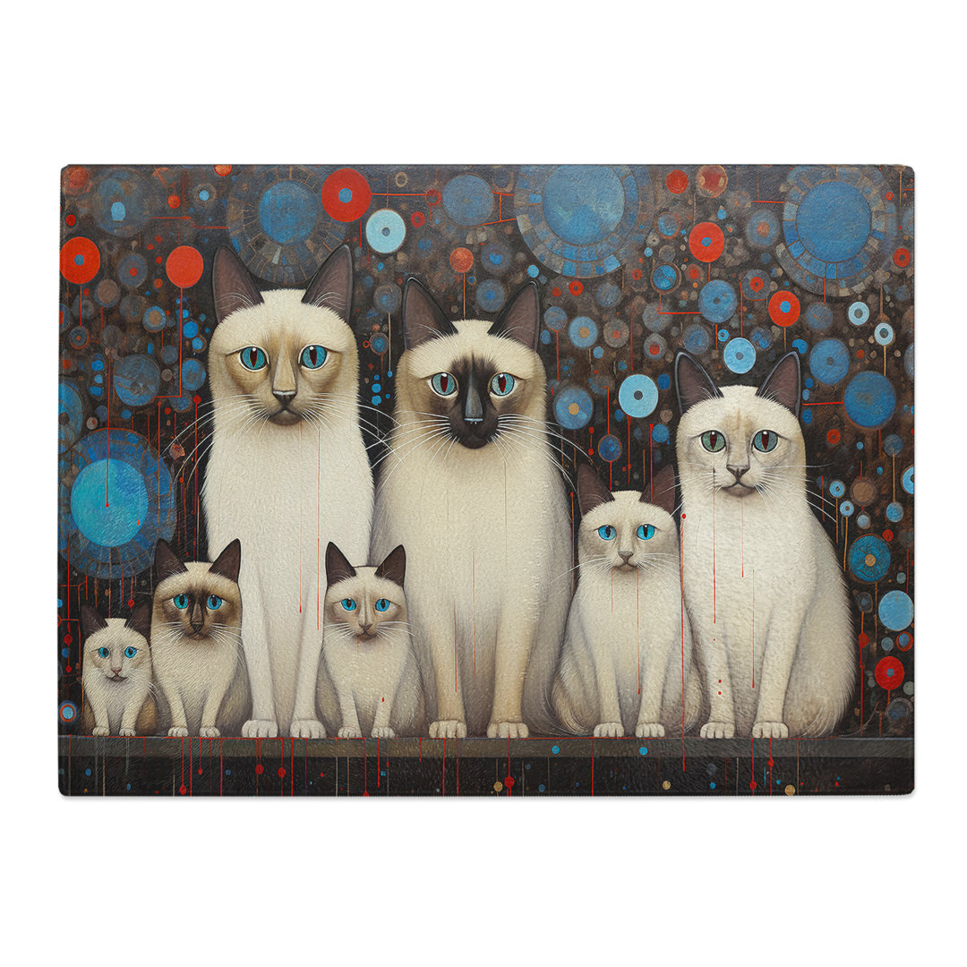 Siamese Cat Orphism  Glass Chopping Board