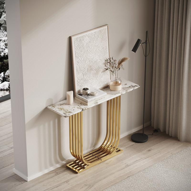 Console moderne en bois imitation marbre