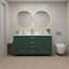 Meuble-lavabo 60 po, meuble-lavabo avec cadre en bois massif, comptoir autoportant avec 2 lavabos vert