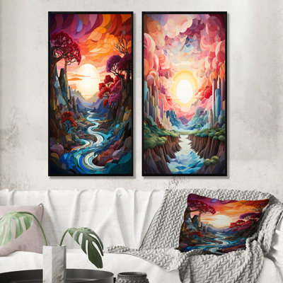 Ensemble de salon Rainbow Mountain Sunrise Landscape