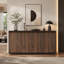 Buffet en bois à 4 portes avec prise électrique, meuble d'appoint à texture verticale ondulée sans poignées-309611024