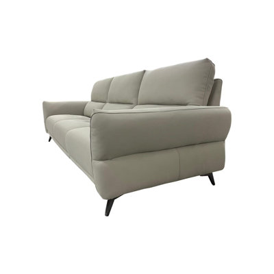 Auburn Modern Full Top Genuine Leather Sofa In Light Grey