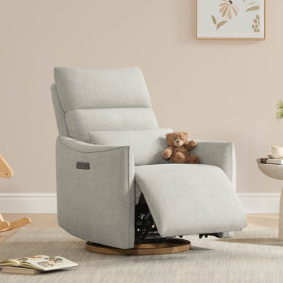 Dual-Motor Glider Swivel Power Recliner With Power Headrest And Removable Lumbar Pillow by Latitude Run