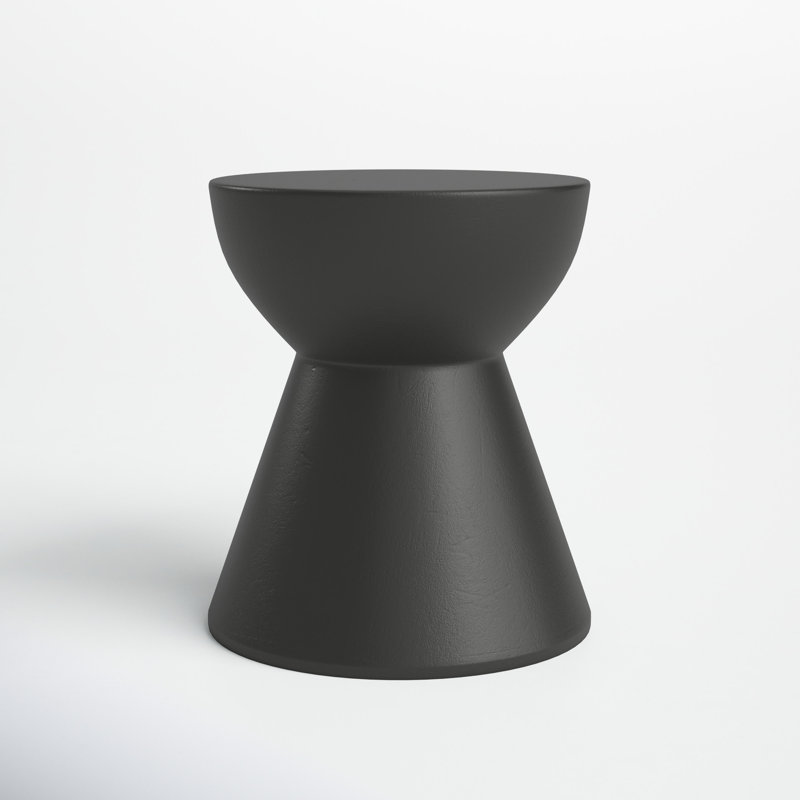 Concorde 14.5'' Black Concrete Round Outdoor Side Table