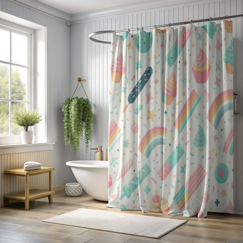 Sprinkle Delight - 1 Piece Standard Shower Curtain, 74" H x 71" W