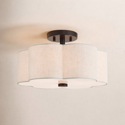 Copper Linen Blend Semi Flush Mount