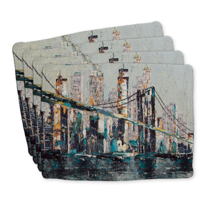 Abstract Textured Braided Polyester Placemats Set of 4 Home Decor
