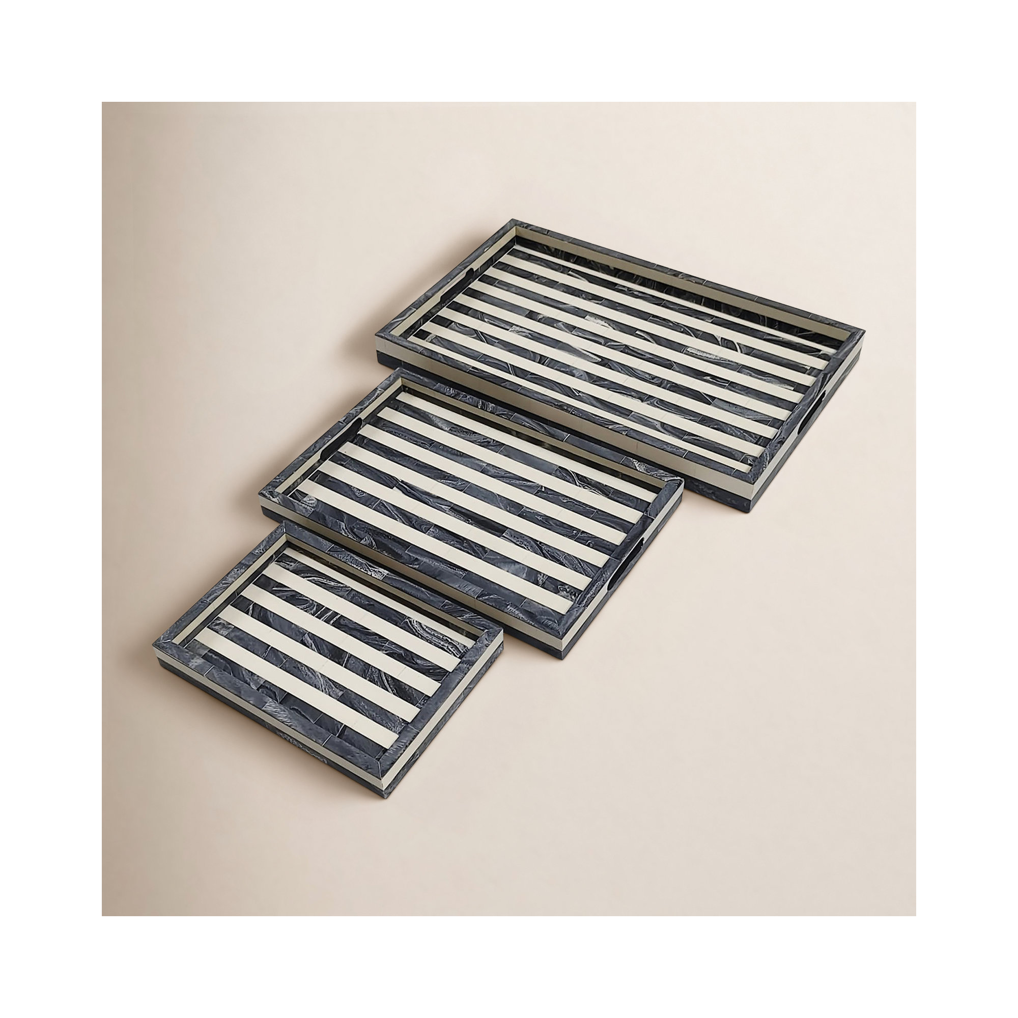 Sagebrook Home Ambroise Decorative Trays, Set of 3, Gray