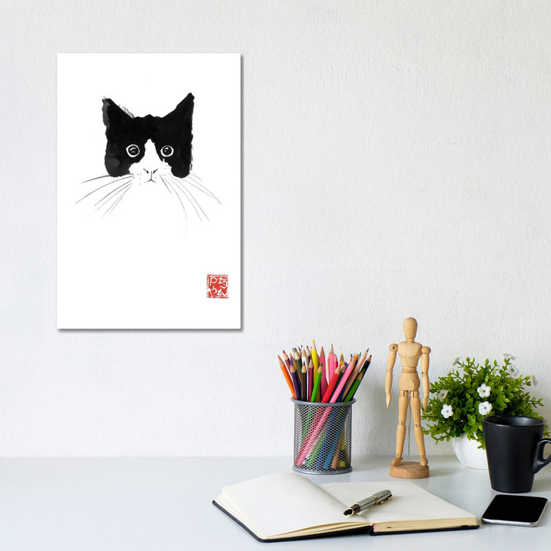 Cat Head 1 Piece Painting on Canvas, 20.32 cm H x 30.48 cm W, Wrapped Canvas