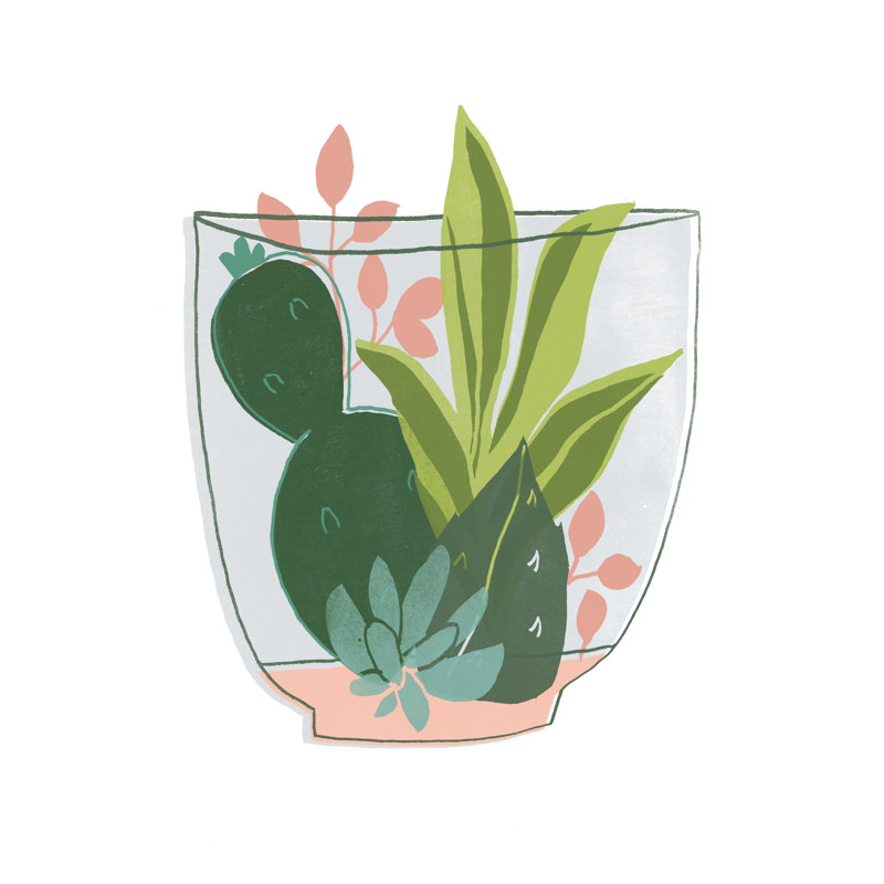 Terrarium Cameo V by June Erica Vess - Painting, 46cm H x 30cm W, Black Floater Framed