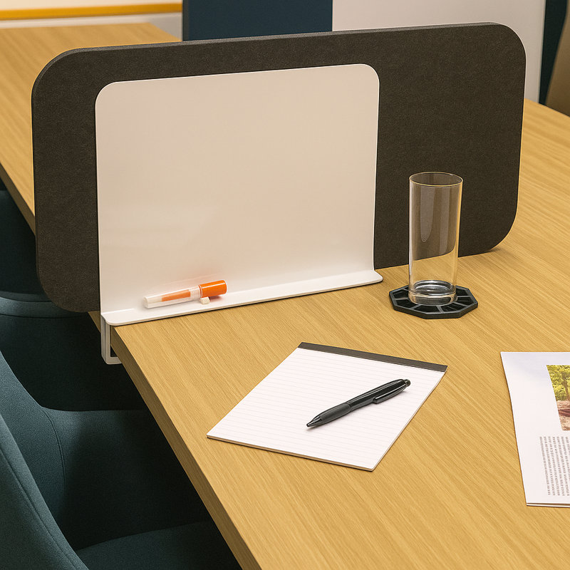 Sideshield - Panneau d'intimité de bureau l 30 "avec support - Fixation à droite - PET acoustique, Noir