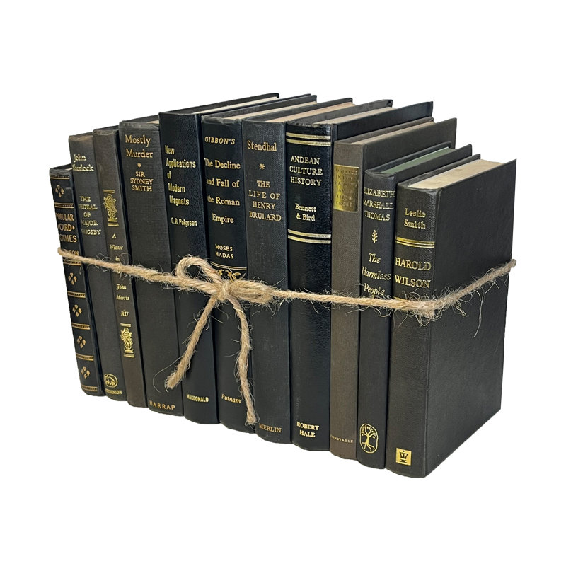 Livres décoratifs - Ensemble de livres onyx et or rétro - 1 pied de livres noirs