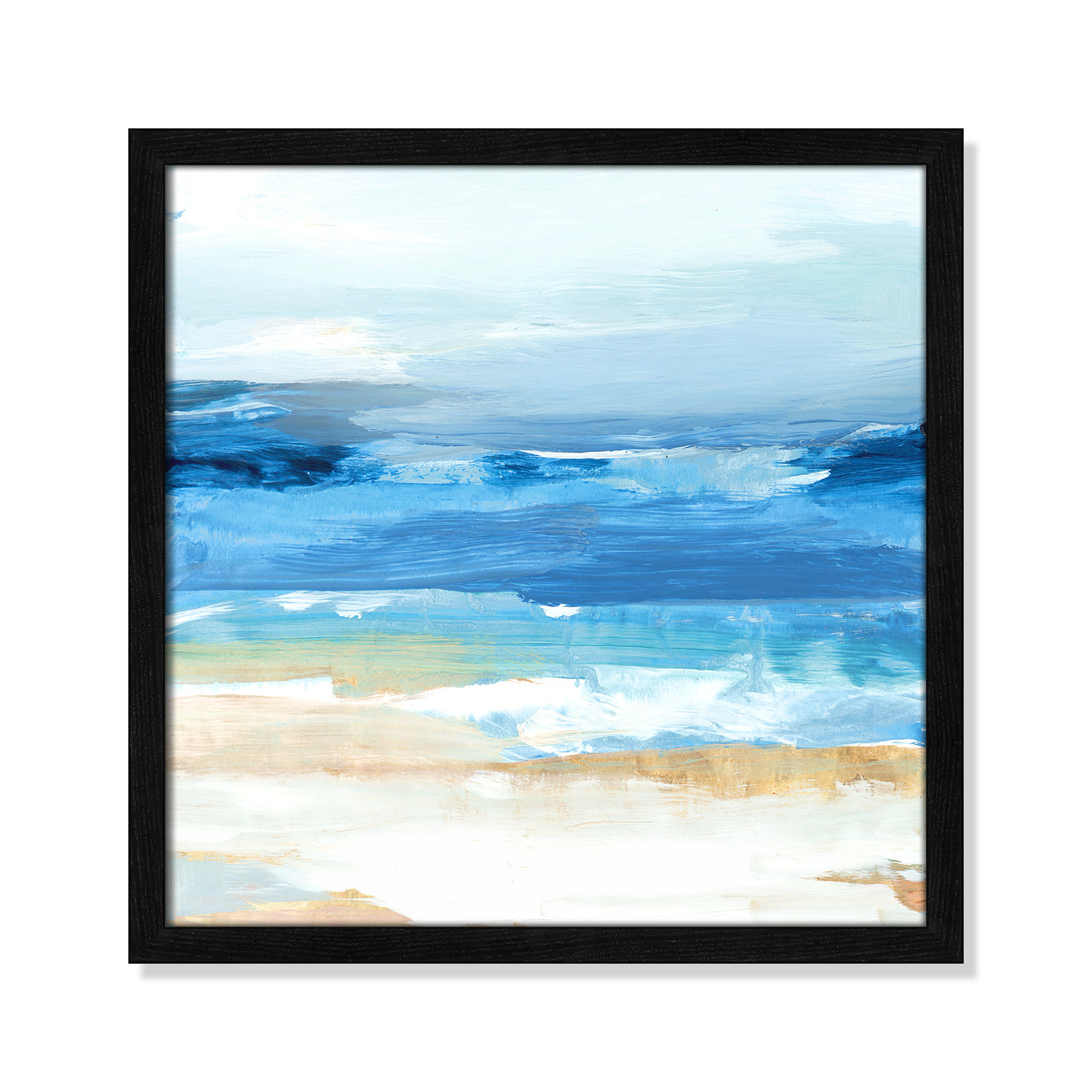 Surface Waves - Picture Frame Painting Print, 17" H x 17" W x 0.75" D, Black Framed