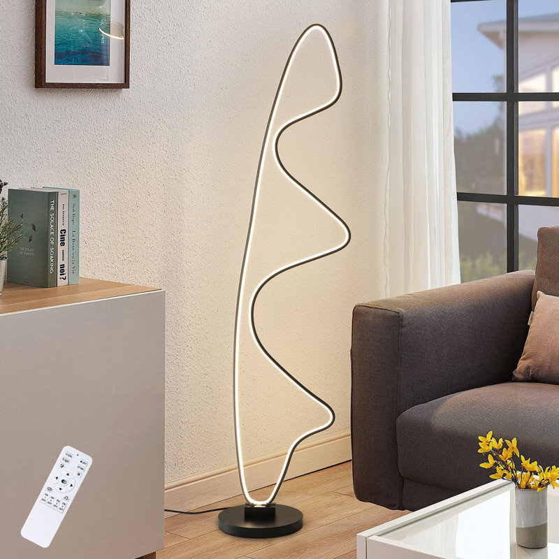 Kimarie 66.92" Modern Black Dimmable LED Novelty Floor Lamp