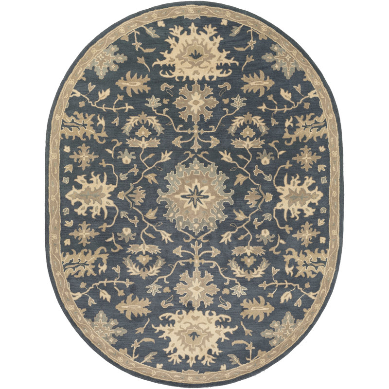 Arden Hand Tufted Wool Floral Indoor Rug, Oval 6' x 9'