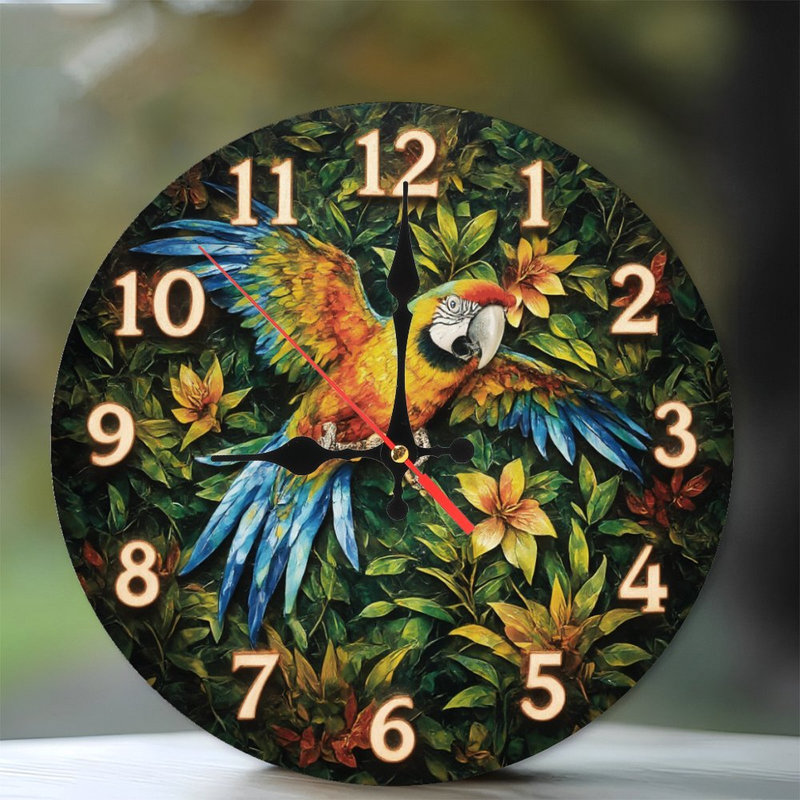 Horloge de la jungle avec perroquet volant