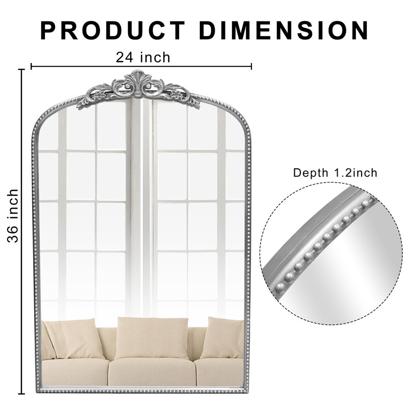 Miroir d'appoint mural Vintage Baroque, Argent argent