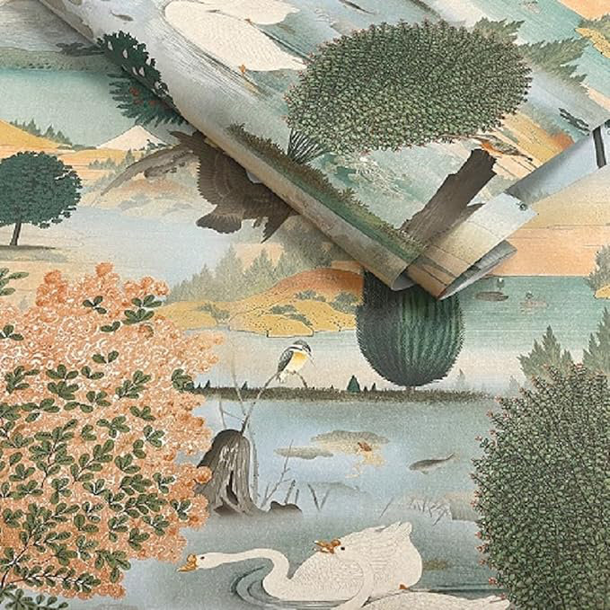 Otha 10m x 53cm Wallpaper Roll, Green