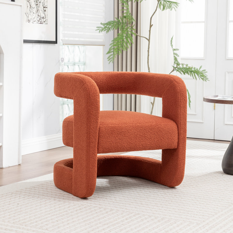 Divaraj Upholstered Barrel Chair, Orange Teddy