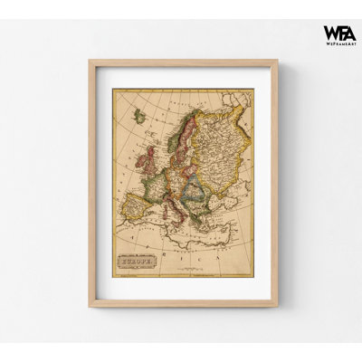 «Europe 1817», carte antique de l'Europe, affiche du vieux Continent, impression de carte rustique, vieille carte de l'Europe, affiche de décoration murale de bureau européen