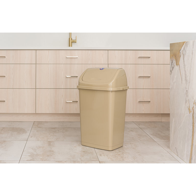 Poubelle à balançoire en plastique 13 gallons, Beige