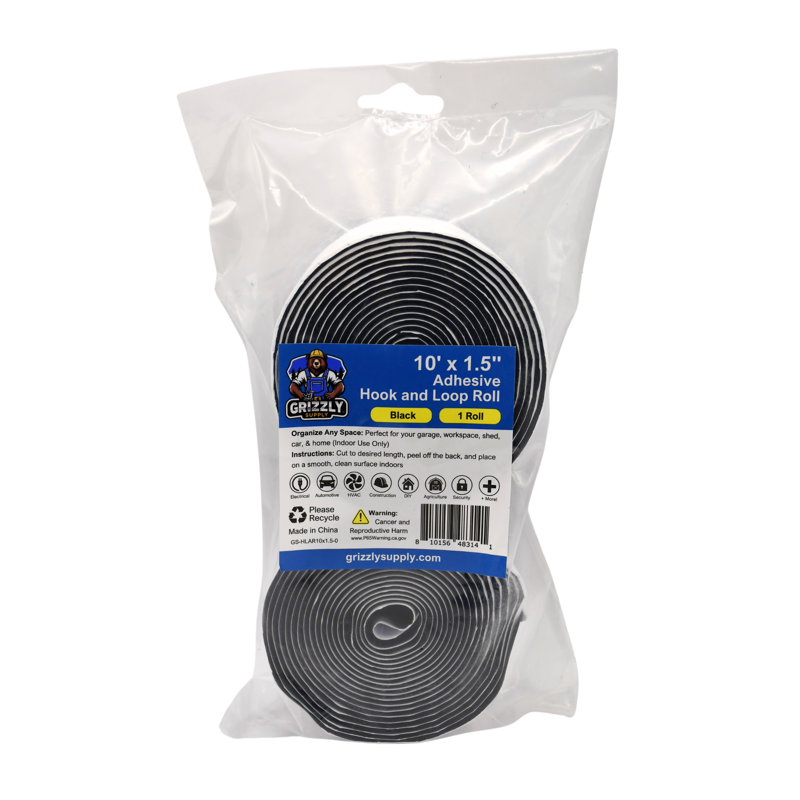 10'x1.5" Adhesive Hook and Loop Roll 1/pk