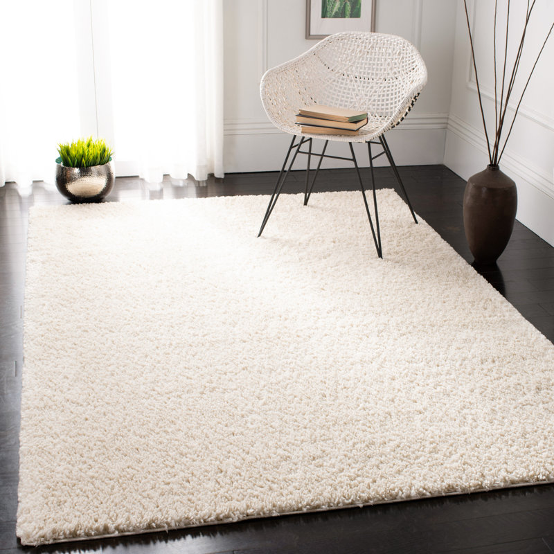 Brittney Performance solid color shag rug, Carré 4 pi, Ivory