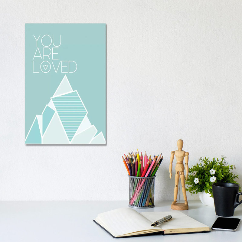 You Are Loved Teal by Leah Straatsma - Wrapped Canvas Print, 20.32 cm H x 30.48 cm W