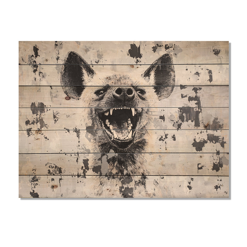 Décoration de chasse rayée Hyena Call II - Zèbre en bois animal sur bois de pin naturel, H 34 po x l 44 po