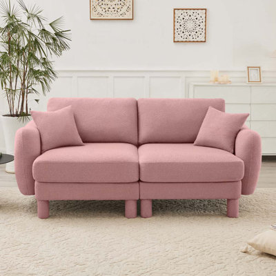 Boucle Fabric 2-Seat Sofa Including 2 Pillows