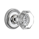Odin Crystal Waldorf Interior Mortise Door Knob with Rope Rosette