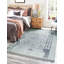 8x11 Ivory Hand-Knotted Wool Linear Maze Motif Tribal Modern Contemporary Carpet Rug