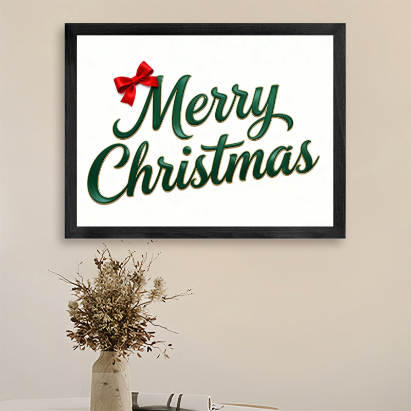 Art mural rétro noir encadré «Merry Christmas», impressions de style rétro, H 9 po x l 11 po